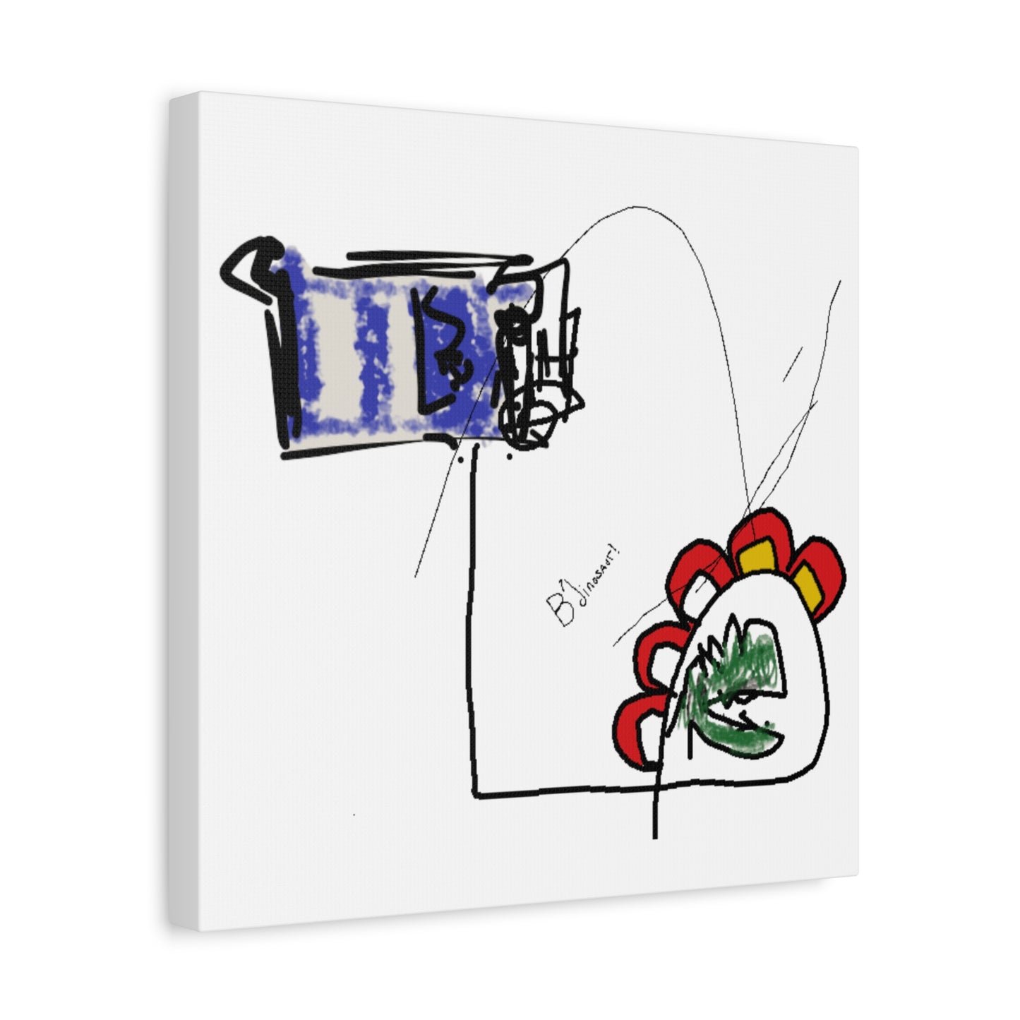 B'dinosaur-Contemporary-Art-Matte-Canvas.Fun-and-Exciting-Abstract-Art!.side-view.