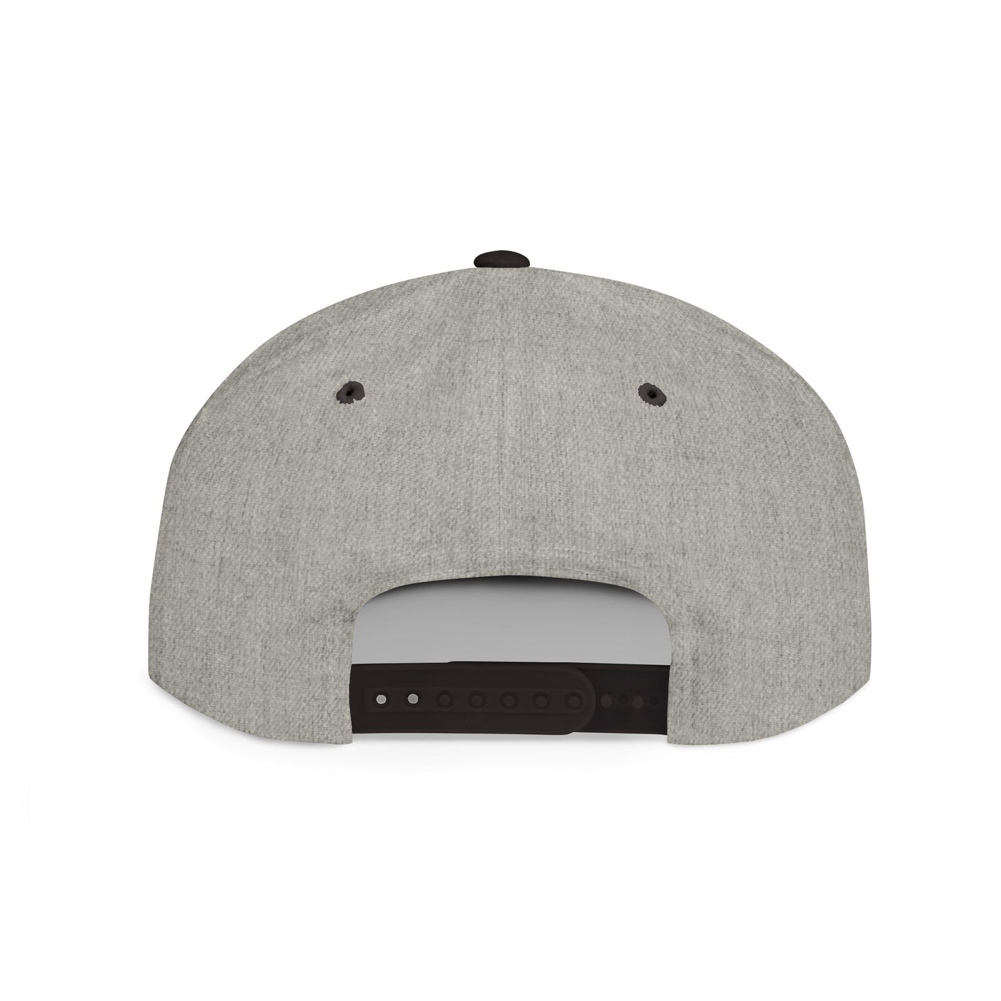 b.flatbill-snapback.hat.heather-grey-black.rear.