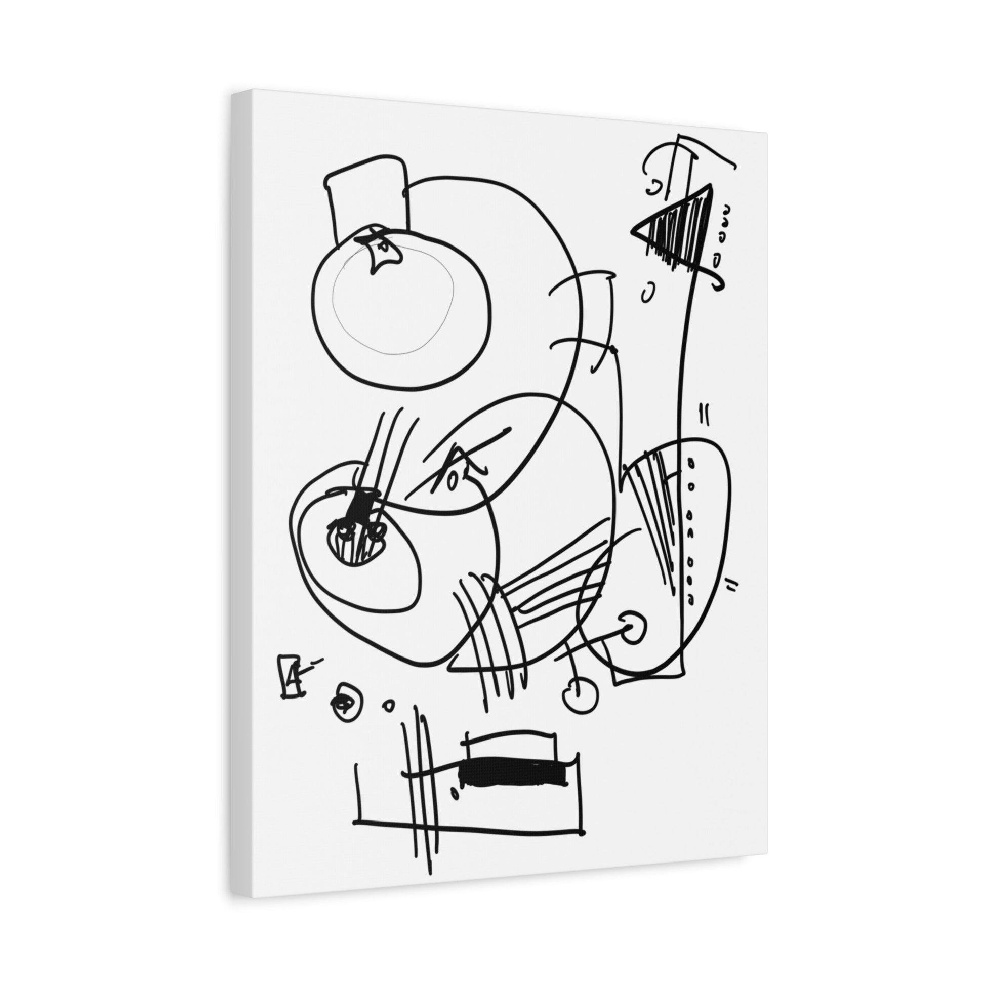 Angled view of an abstract black line art on a white background.