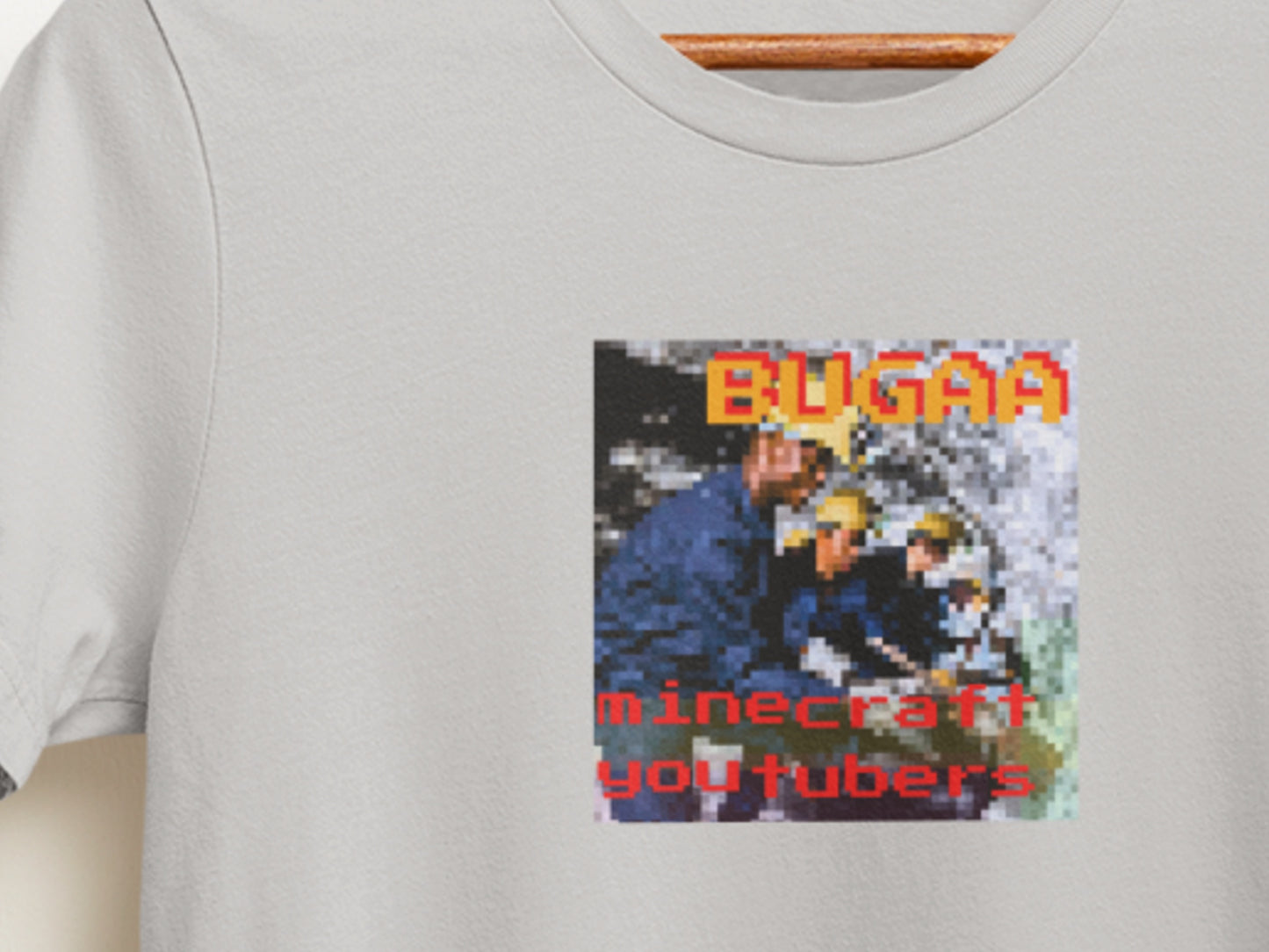 BUGAA.Mincraft-youtubers.album-cover.silver.t-shirt.