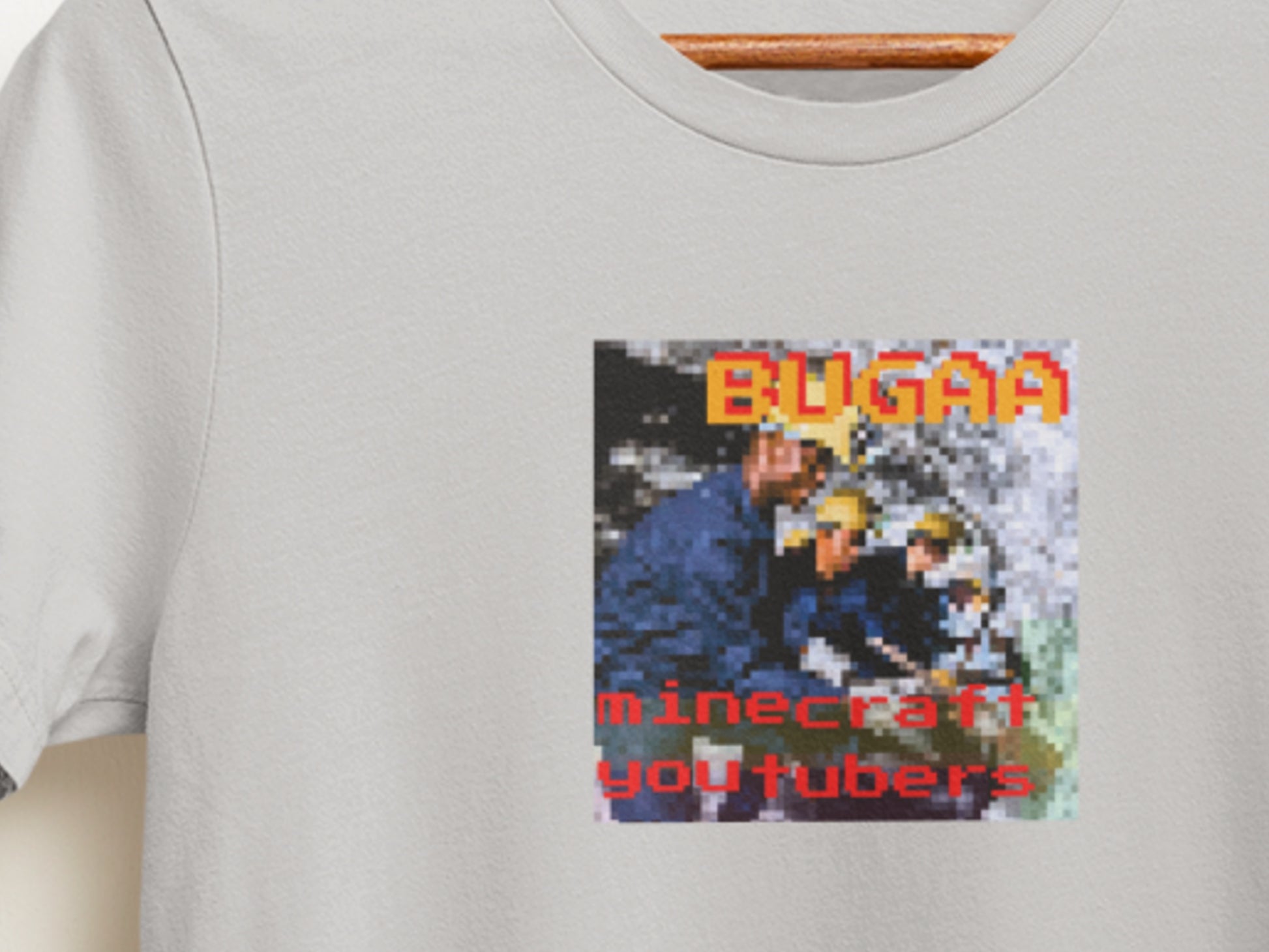 BUGAA.Mincraft-youtubers.album-cover.silver.t-shirt.
