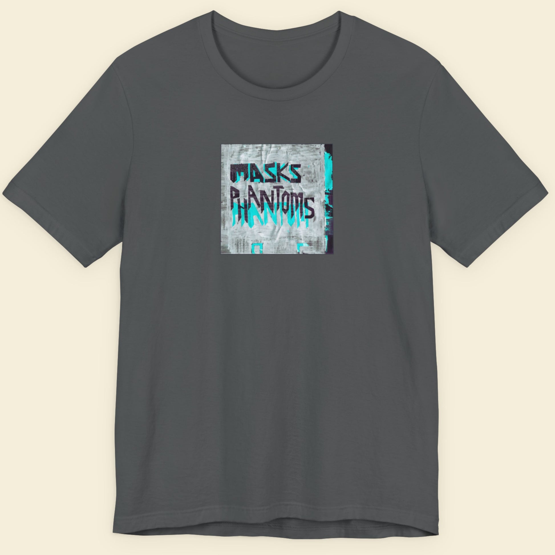 asphalt grey shirt featuring the debut album cover from masks phantoms