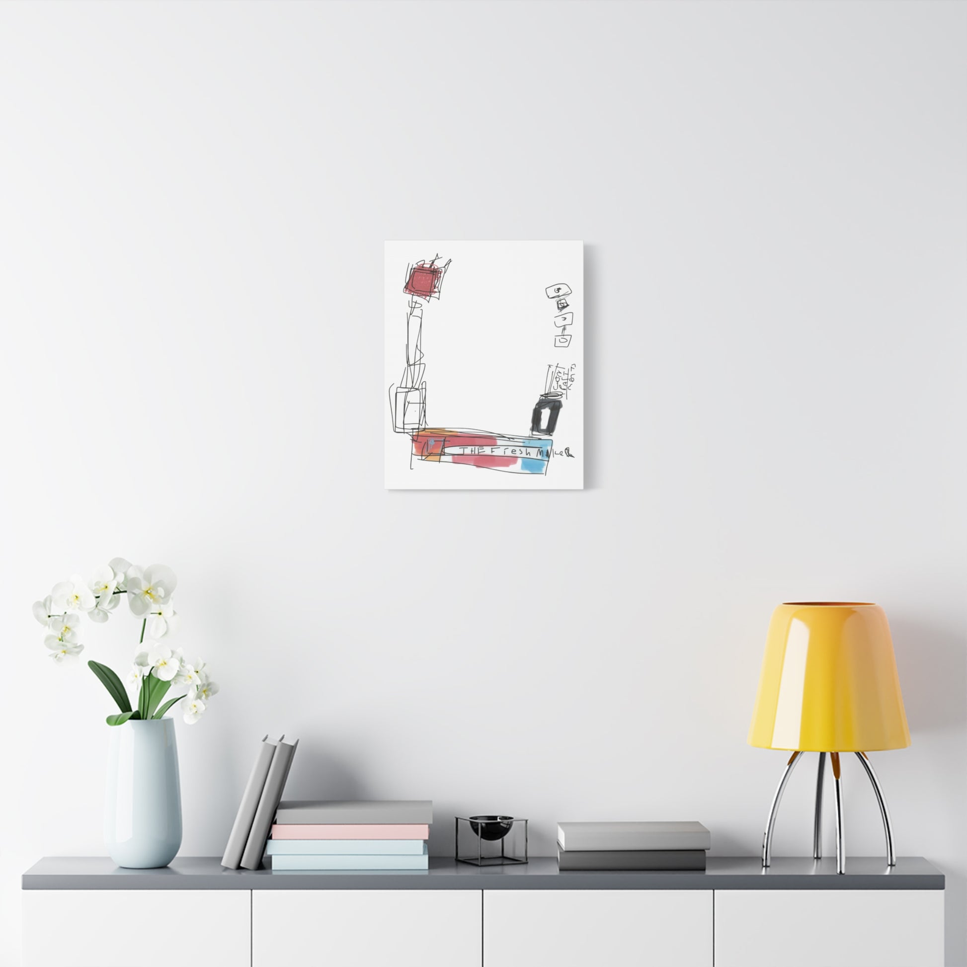 The-Fresh-Maker.Contemporary-Art-Matte-Canvas.Abstract-Colorful-Layers-And-Lines-About-Mentos-Your-Favorite!.white-wall.
