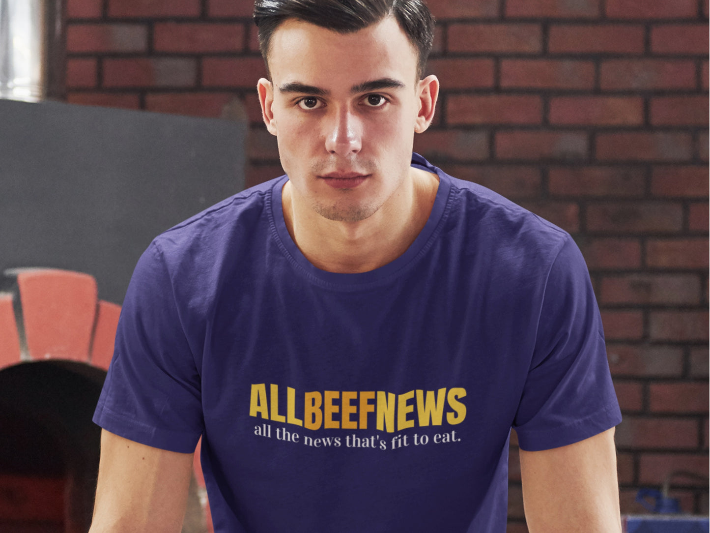 All Beef News, All The News That's Fit To Eat. Navy T-Shirt.