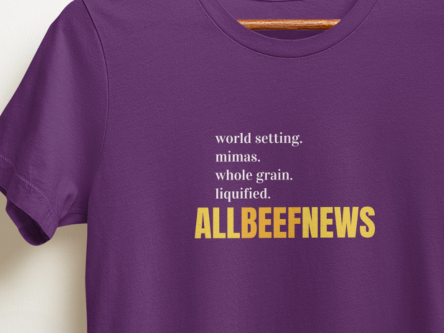 World Setting. Mimas. Whole Grain. liquified., All Beef News Purple T-Shirt.