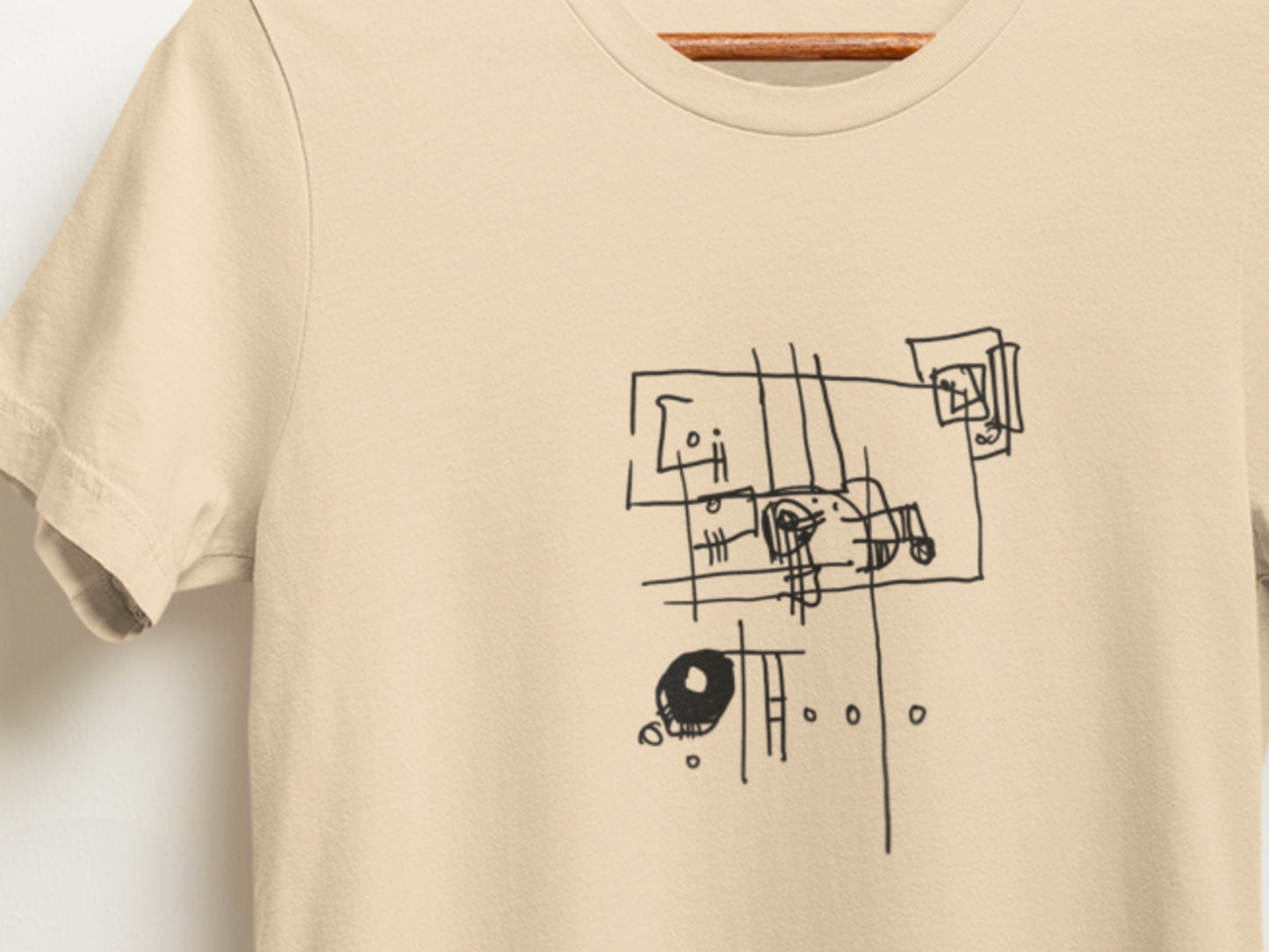 And Abstract Drawing Soft Cream T-Shirt.