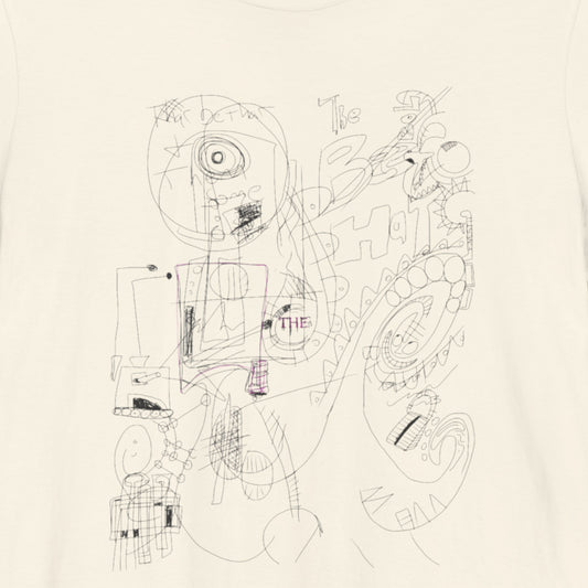 Off-White t-shirt with an abstract line drawing.