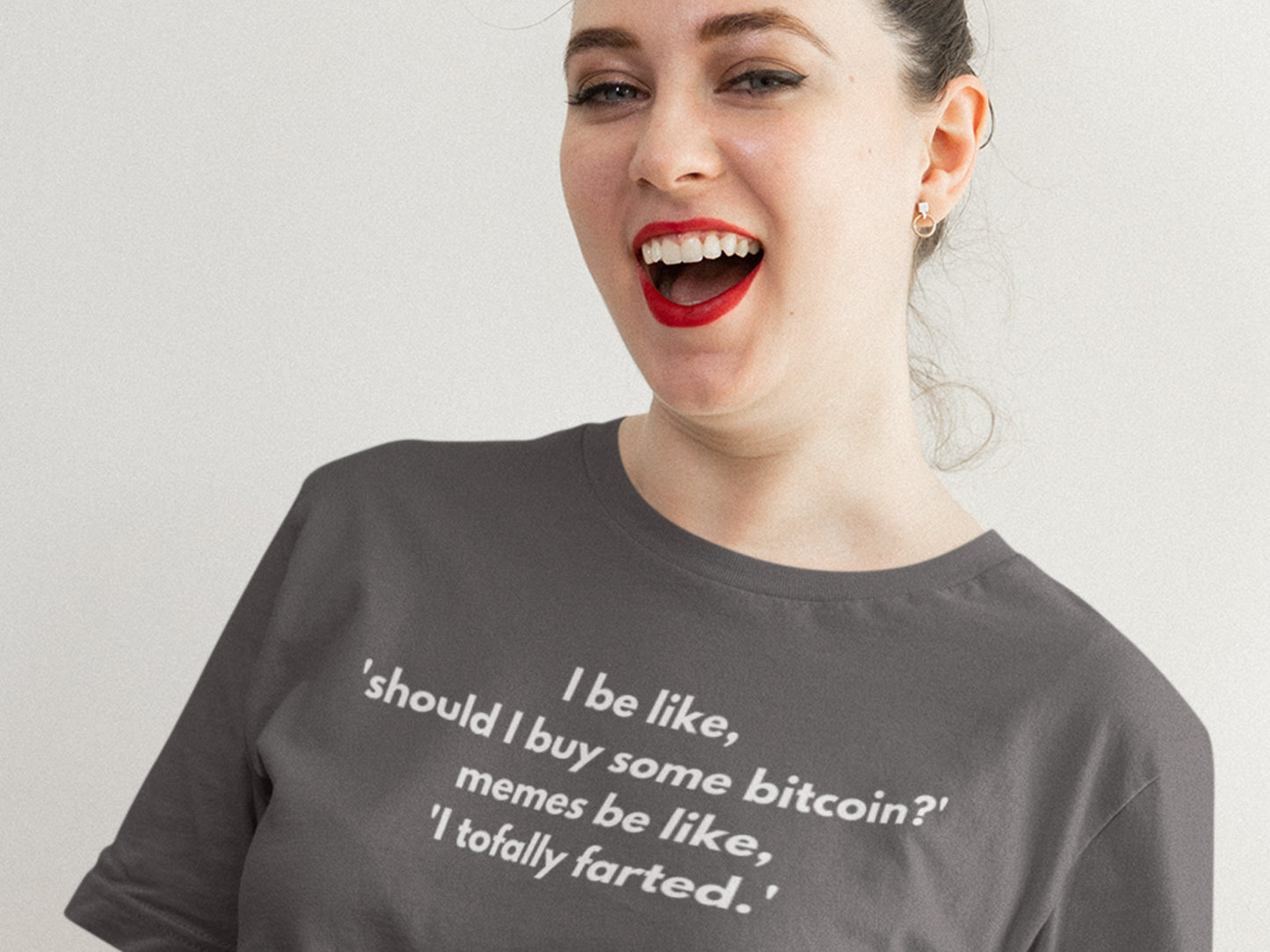 Bitcoin Tofally Farted Meme Asphalt T-Shirt.