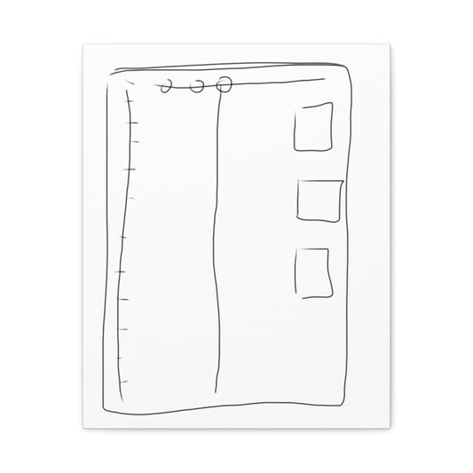 Black line drawing of a rectangular object with circular elements on a white background.