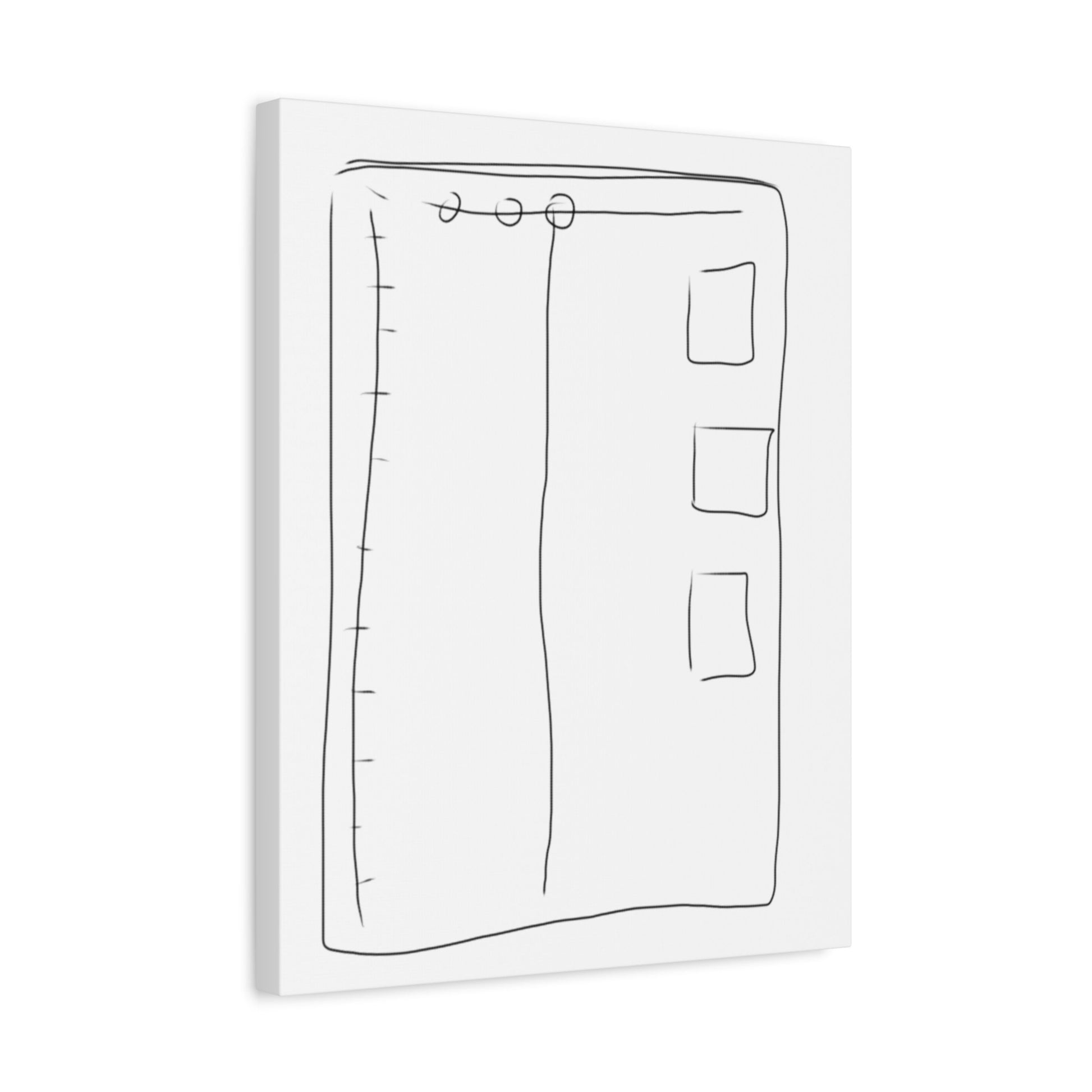 Angled view of a black line drawing of a rectangular object on a white background.