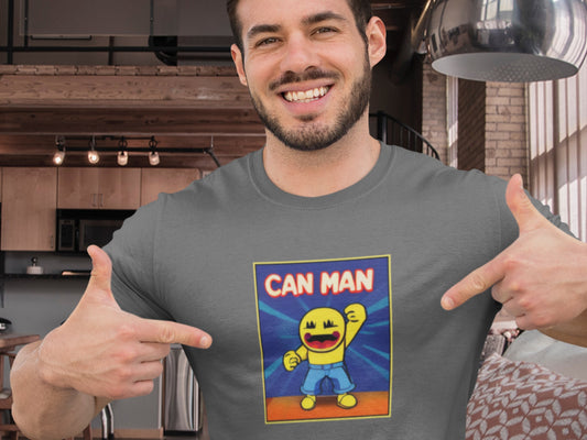 Can Man Happy Asphalt T-Shirt.