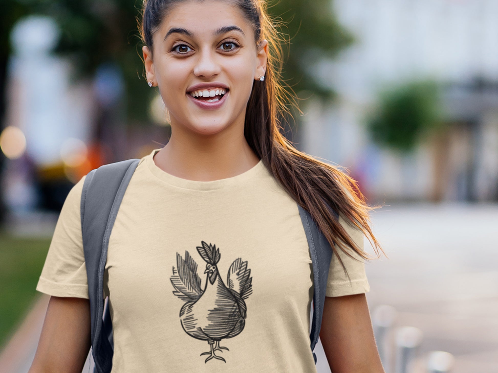 Charcoal Chicken Soft Cream T-Shirt.