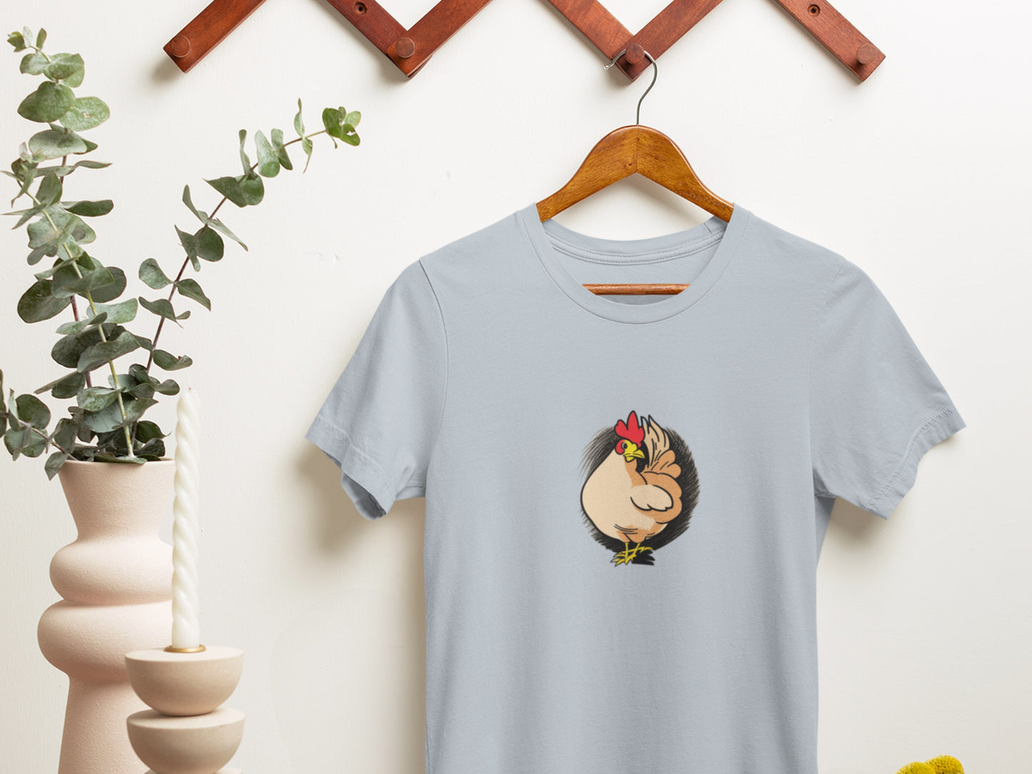 Chicken In Profile Light Blue T-Shirt.