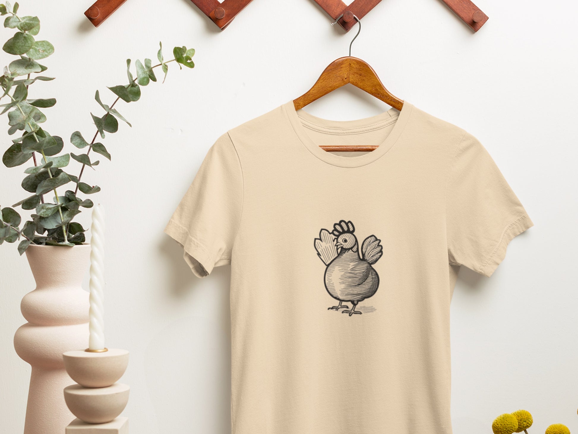 Chicken Look Soft Cream T-Shirt.