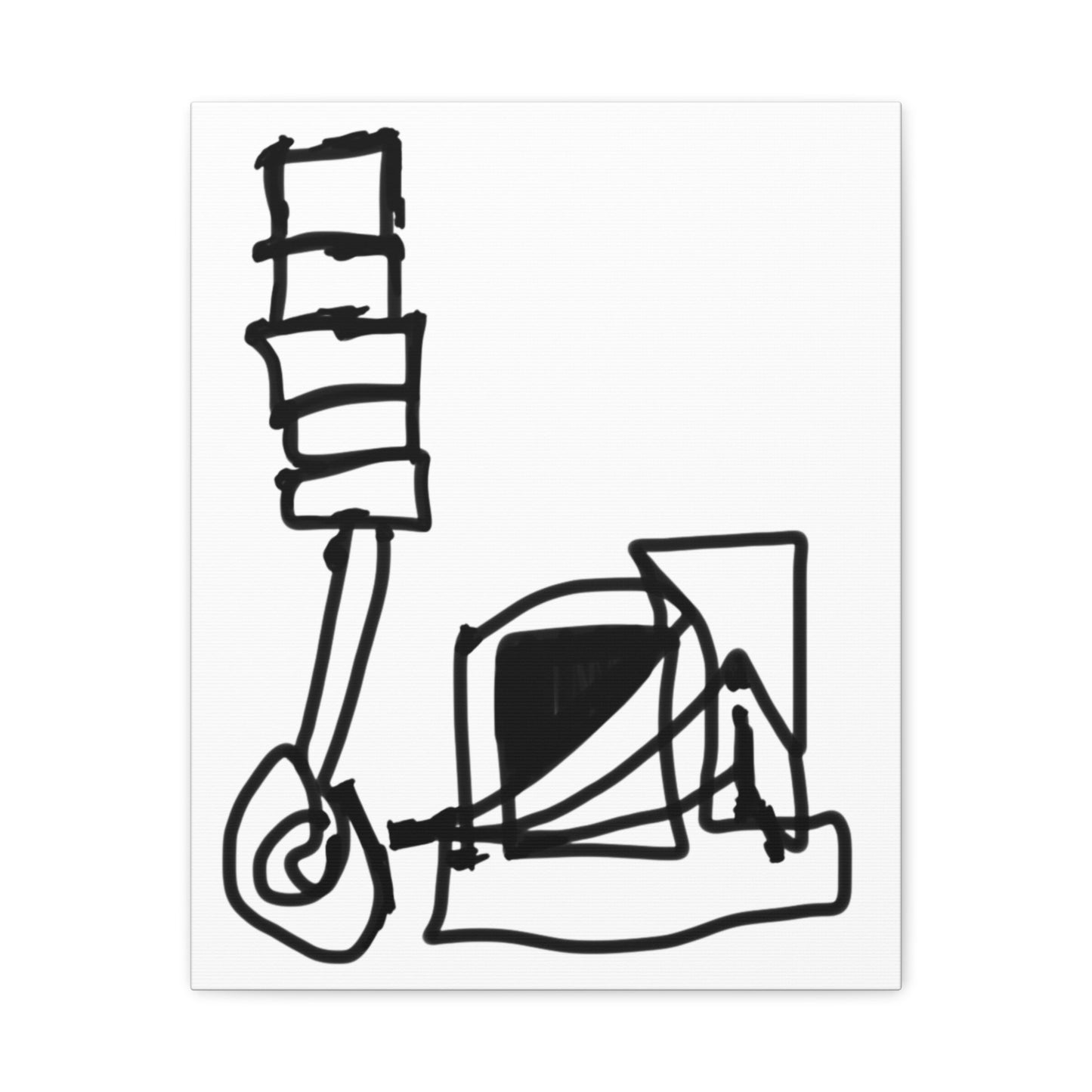Abstract black and white drawing on a white background.