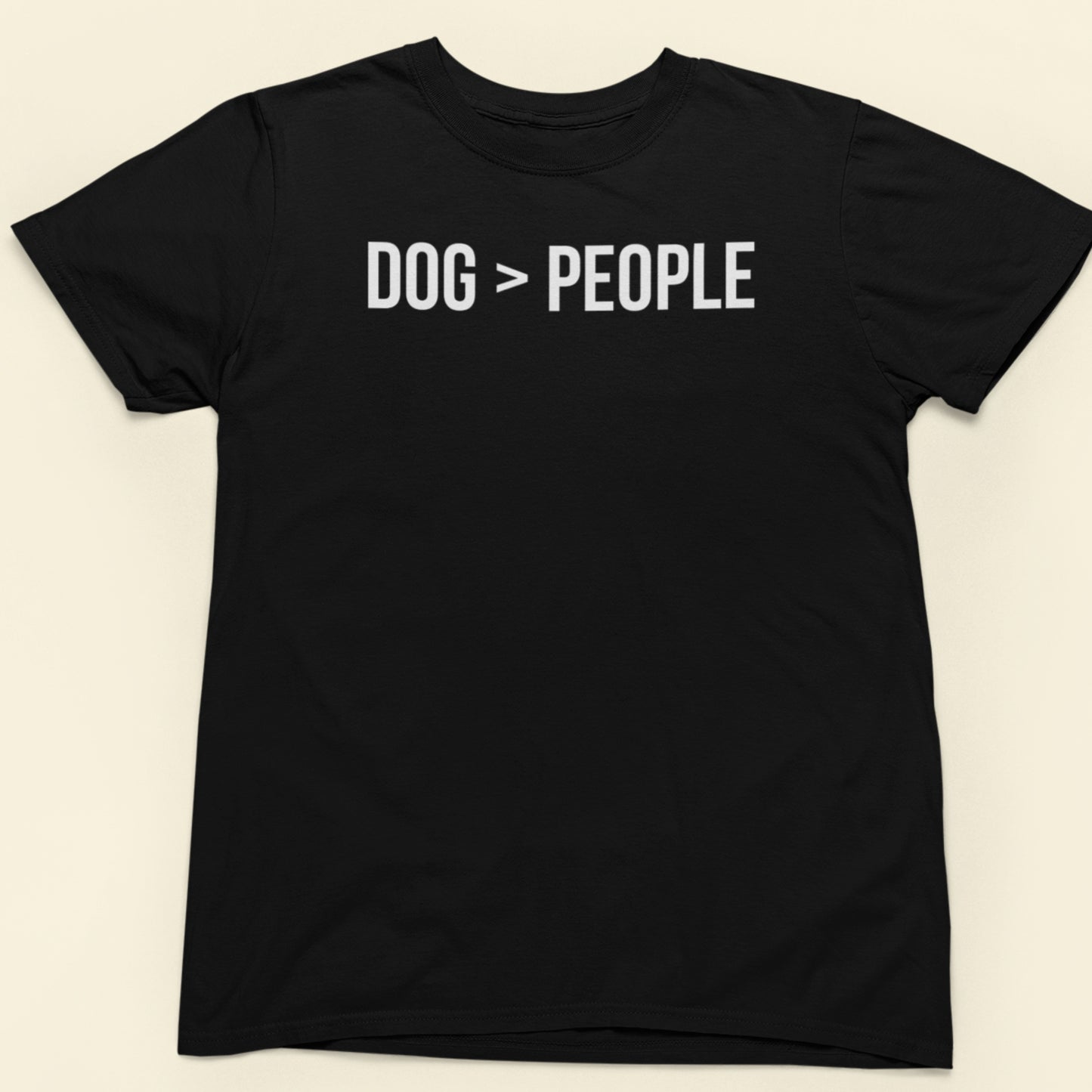dog > people text t-shirt black dog lover design