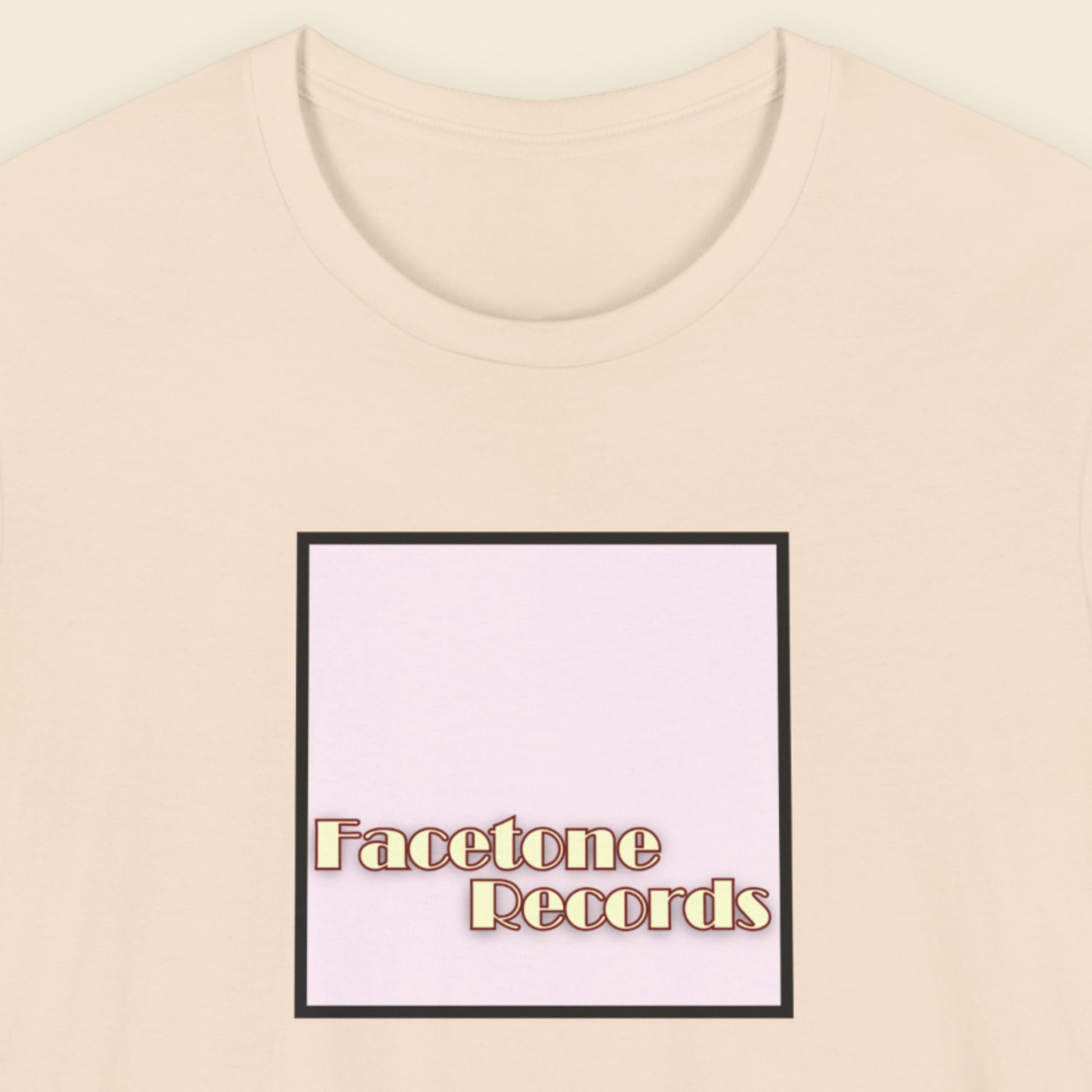 Beige t-shirt with 'Facetone Records' logo on a beige background