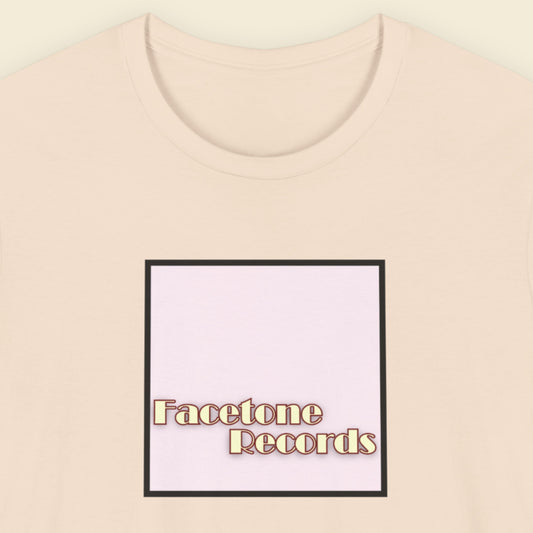 Beige t-shirt with 'Facetone Records' logo on a beige background