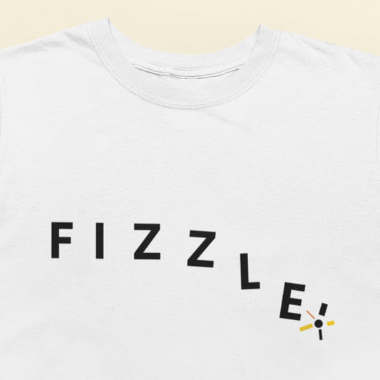 White shirt with fizzle written in a descending manner