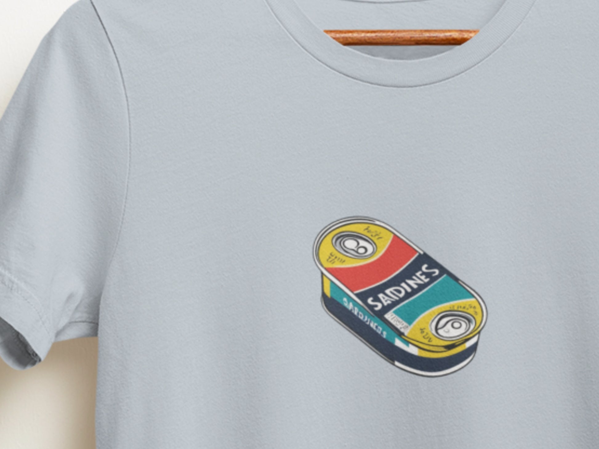 Flat Can Sardines Light Blue T-Shirt.