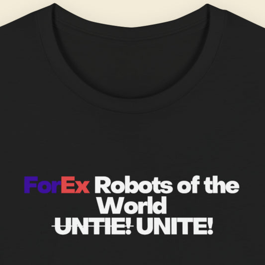 Black t-shirt with humorous colorful text on a beige background.