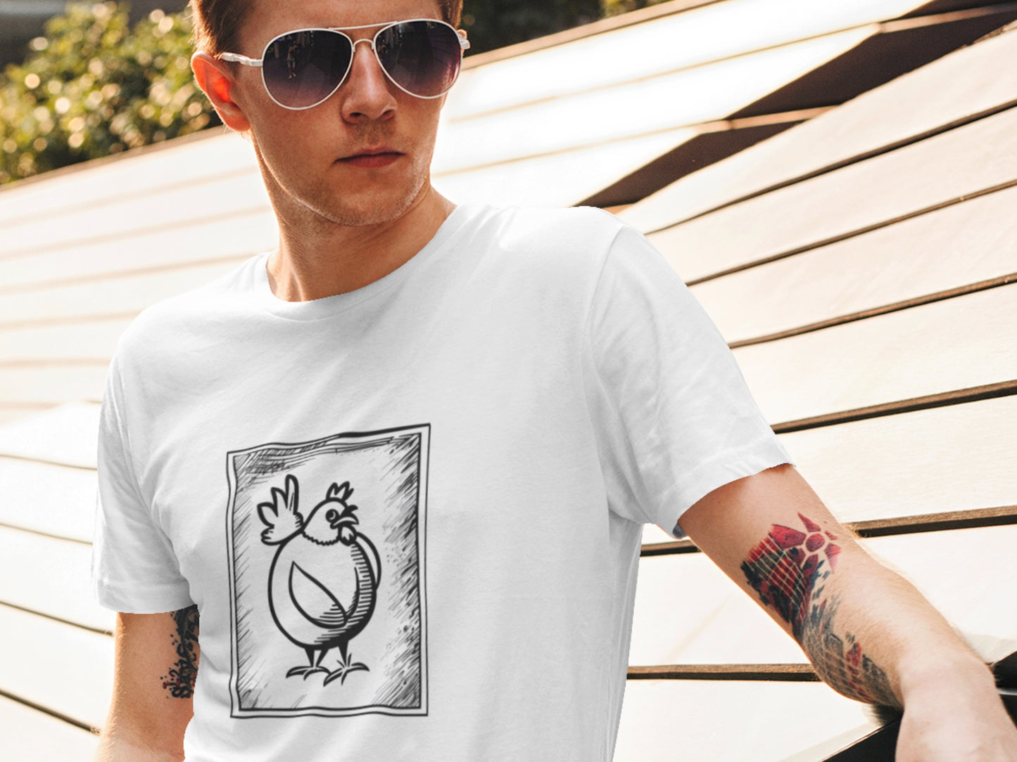 Framed Chicken White T-Shirt.