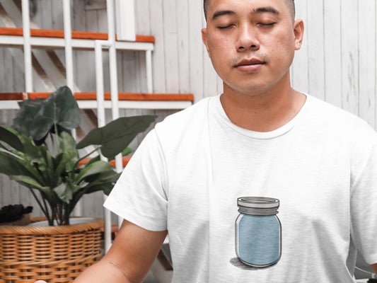 Hand Drawn Blue Jar White T-Shirt.