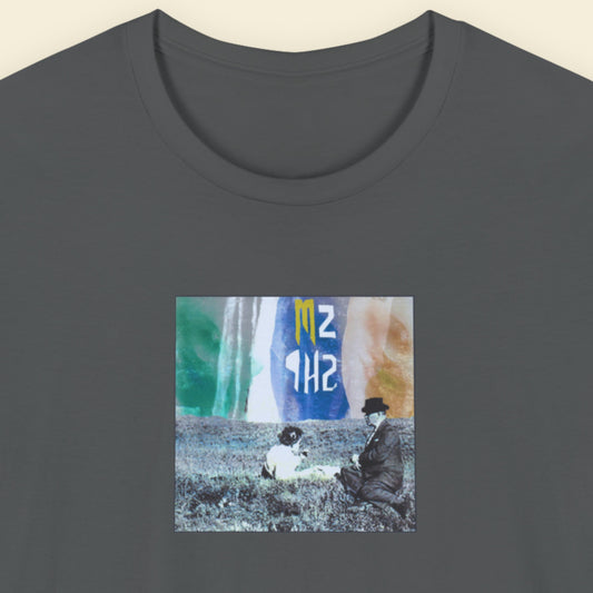 asphalt grey t-shirt featuring masks phantoms spang nut god banner album cover graphic