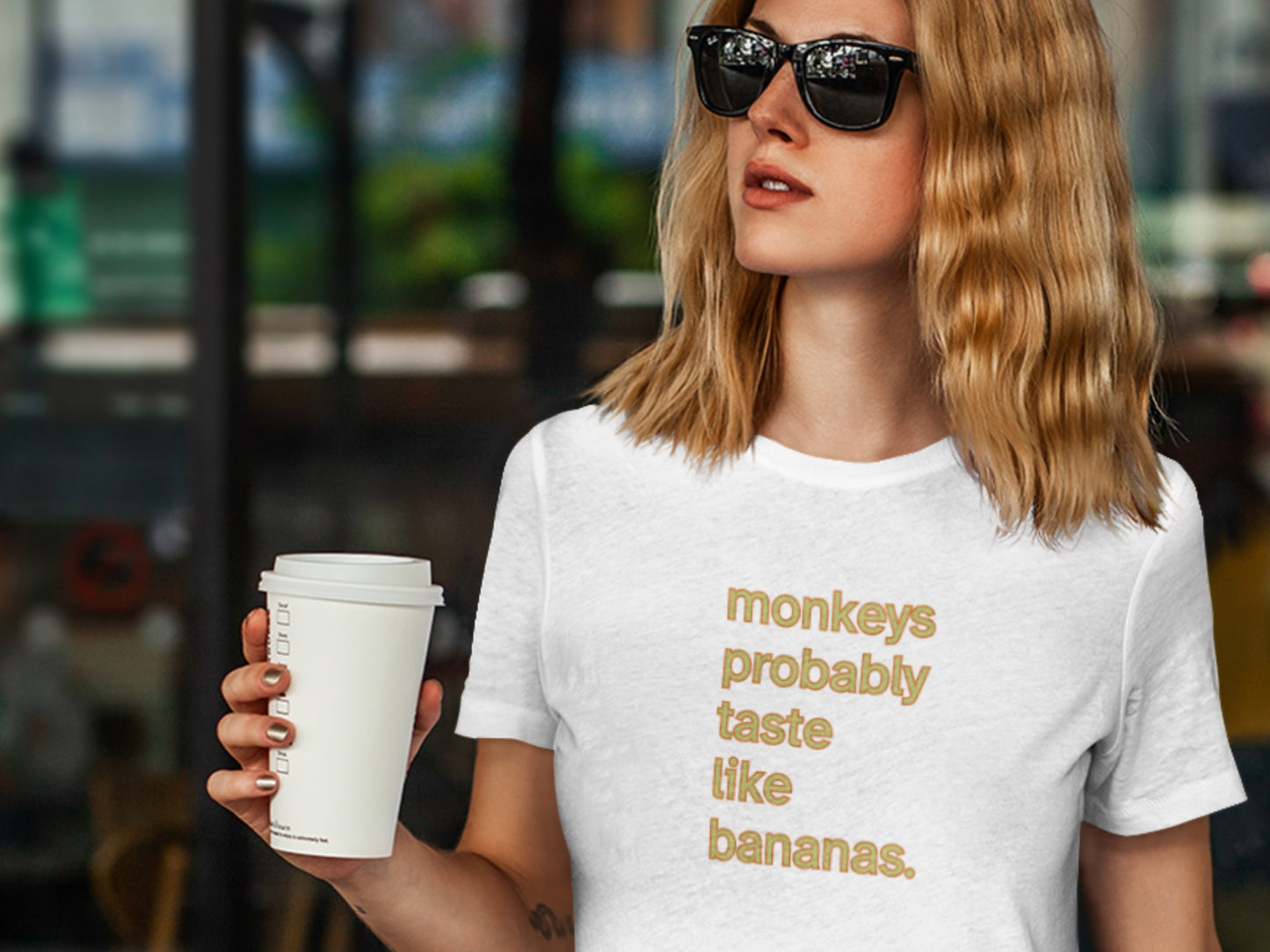 monkeys-probably-taste-like-bananas.white.t-shirt.