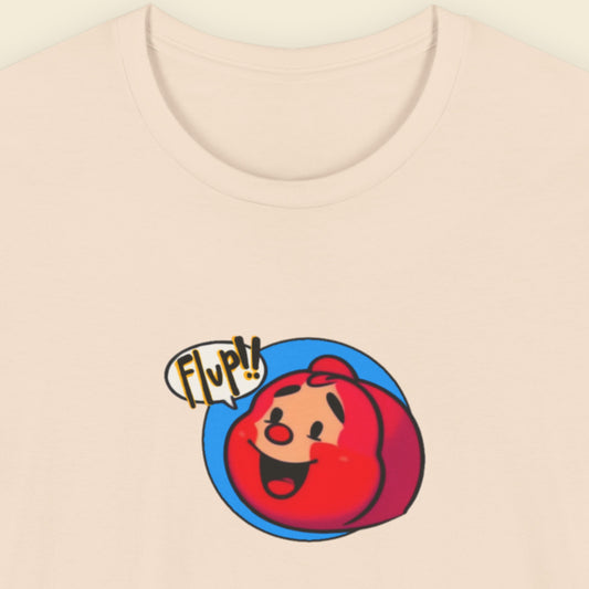 Beige shirt with a fun, colorful RedHead cartoon illustration on a beige background.