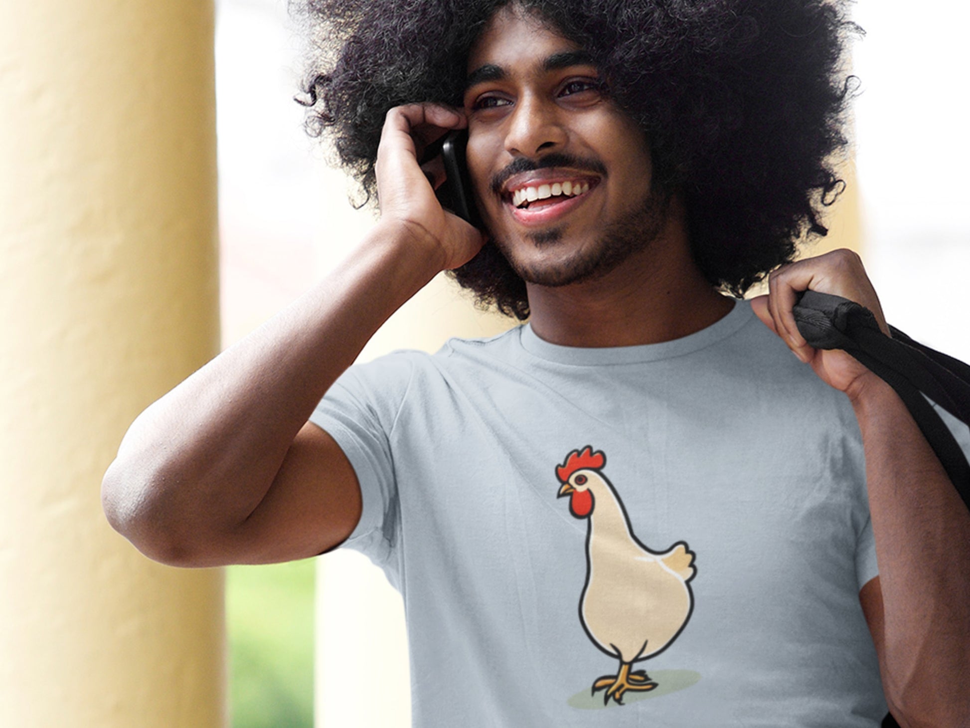 Rooster With Tail Light Blue T-Shirt.