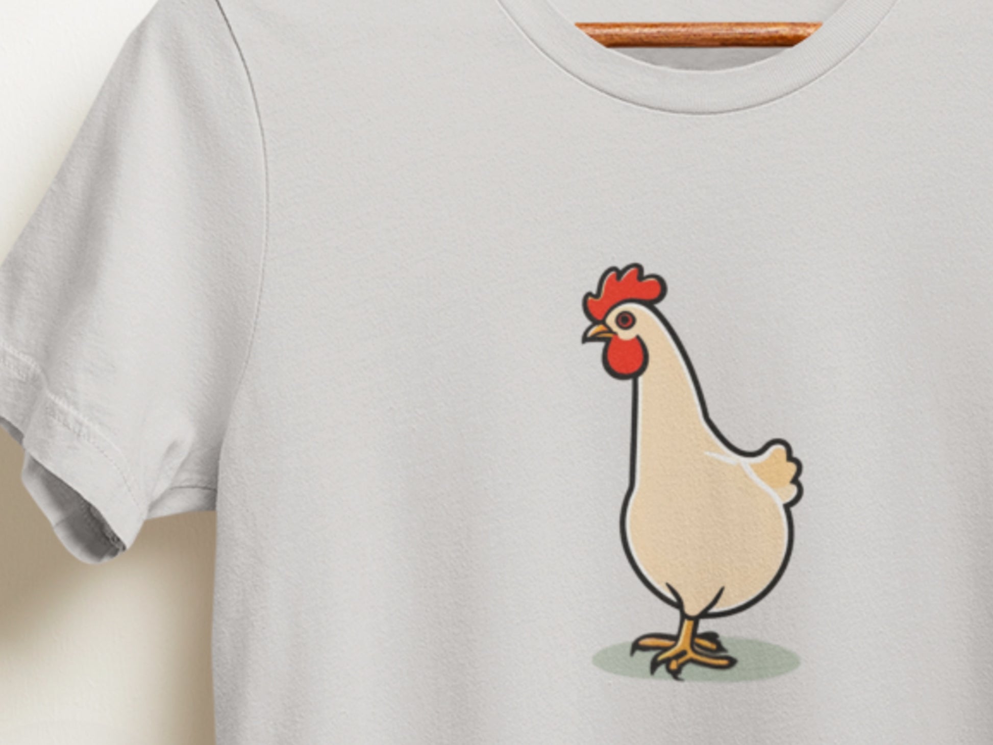 Rooster With Tail Silver T-Shirt.