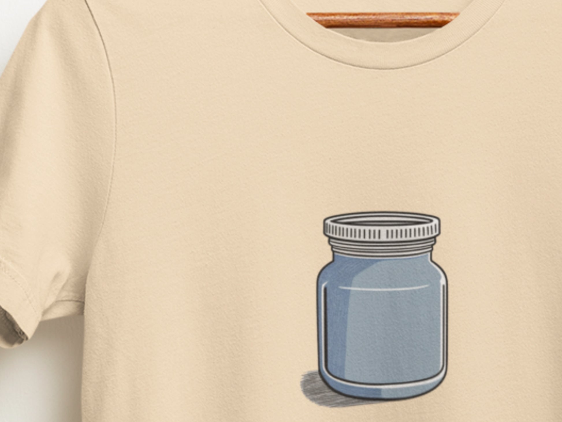 Sketched Blue Jar Soft Cream T-Shirt.