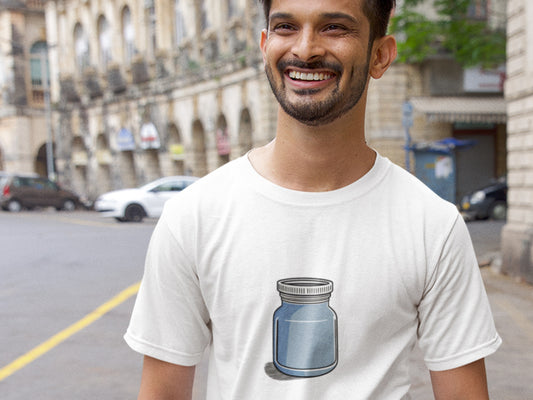 Sketched Blue Jar White T-Shirt.