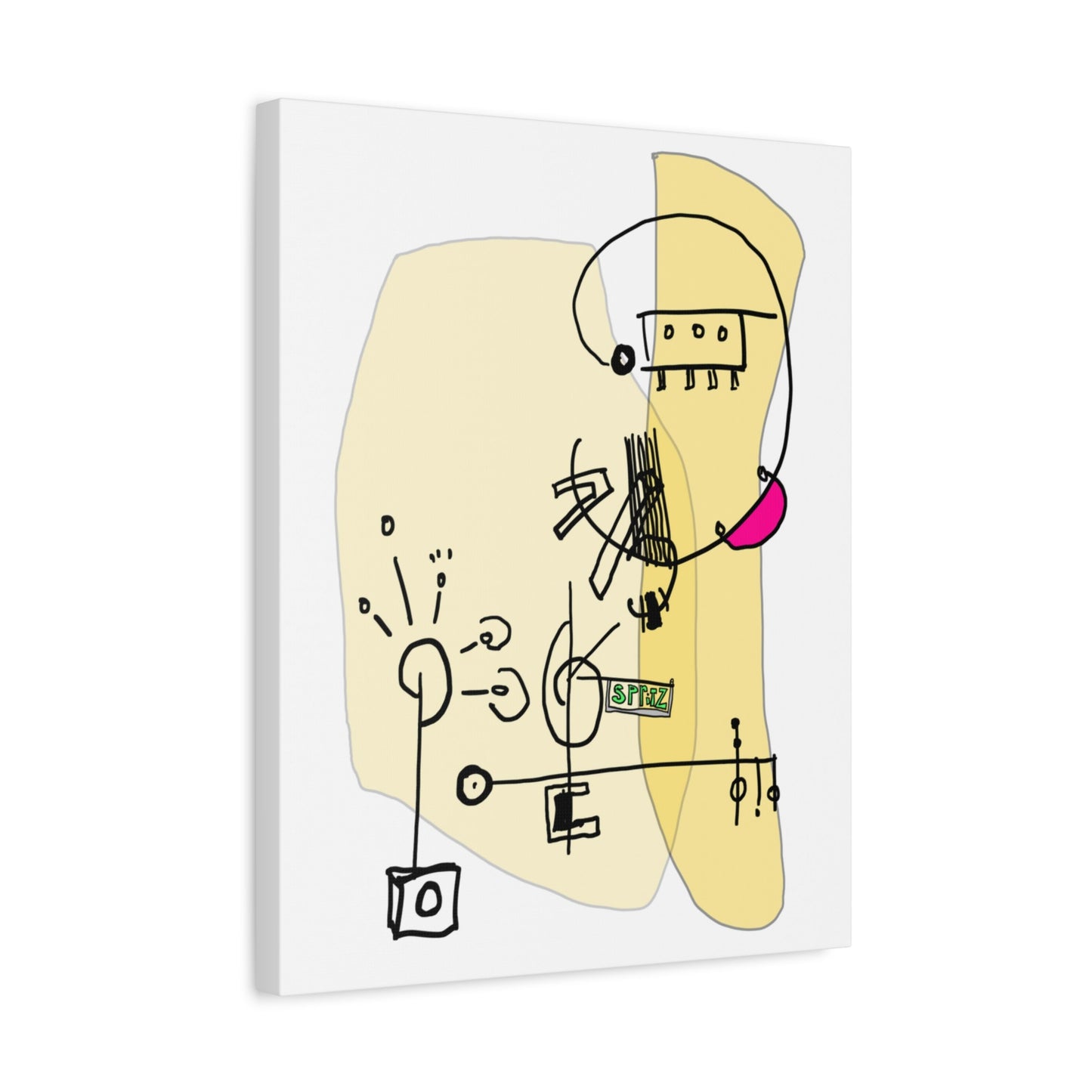 Angled view of an abstract artwork on a white background.