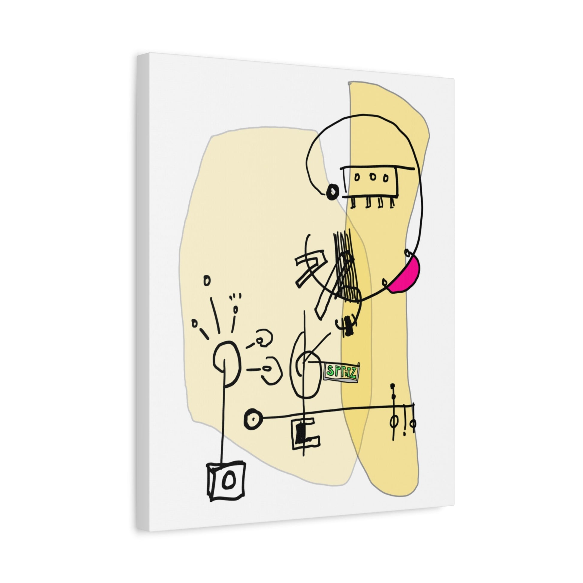 Angled view of an abstract artwork on a white background.