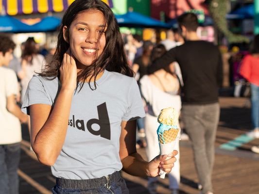 Sslad, Black Text Baby Blue T-Shirt.