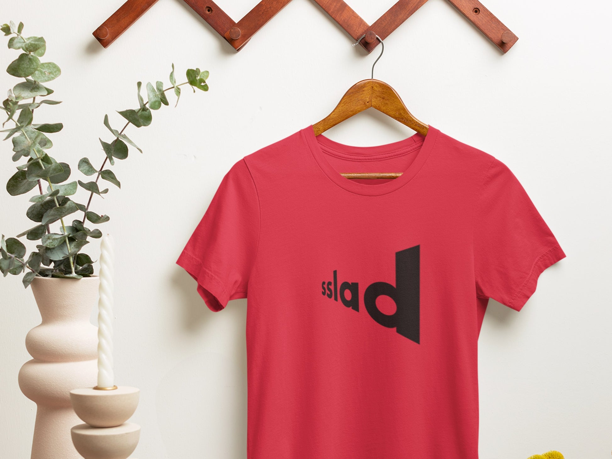 Sslad, Black Text Red T-Shirt.