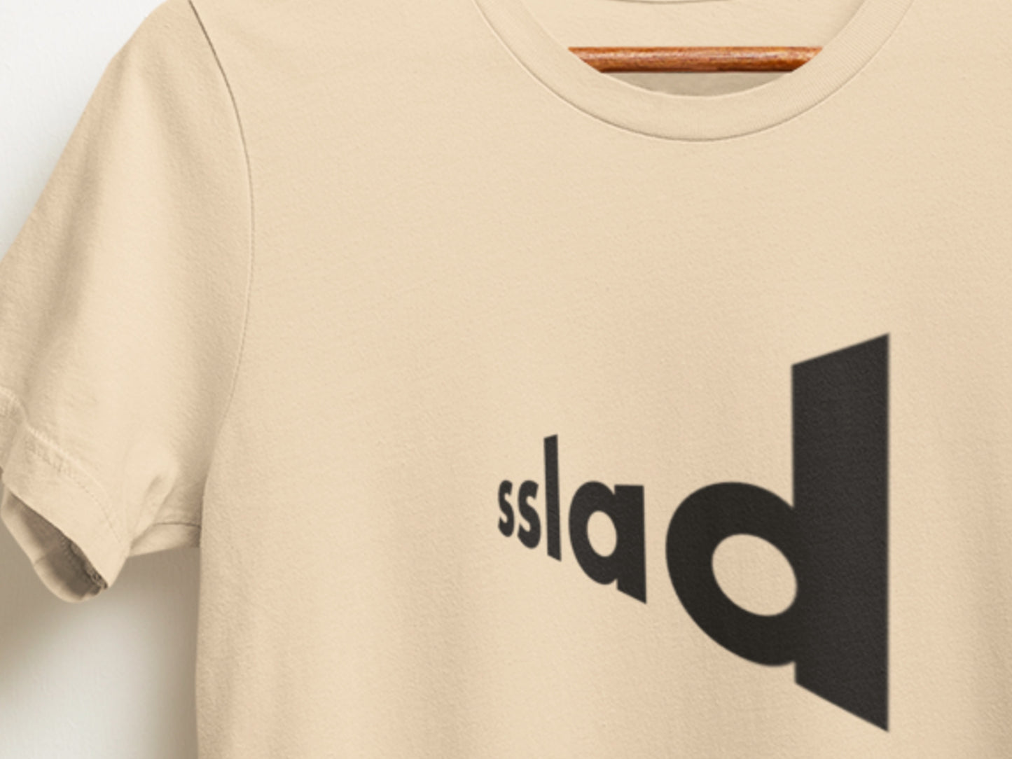 Sslad, Black Text Soft Cream T-Shirt.