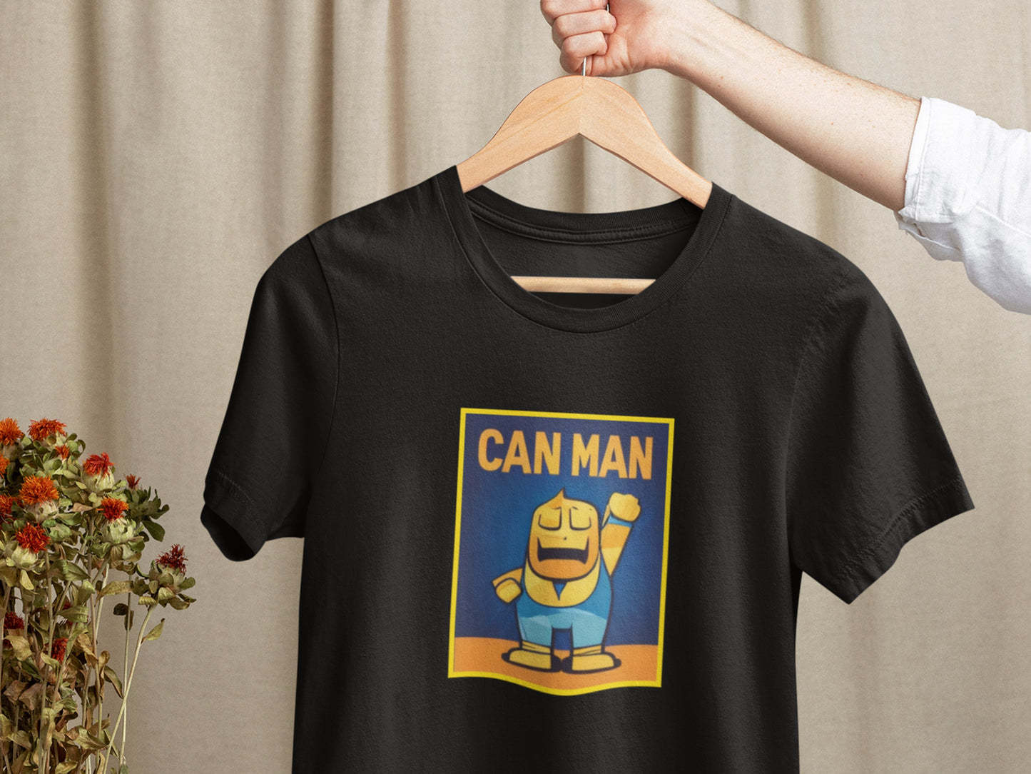 Can Man Weird Pants Black T-Shirt.