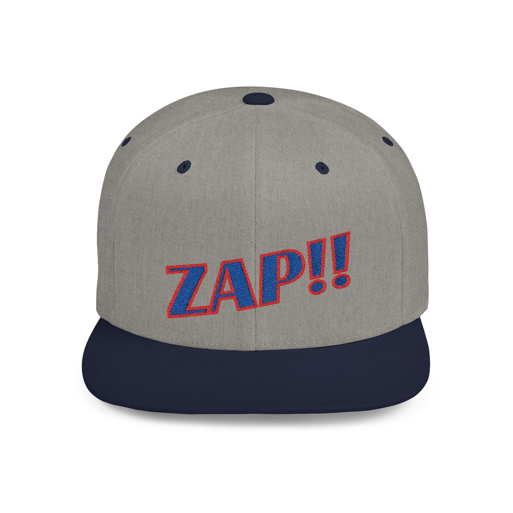 zap.flatbill-snapback.hat.heather-grey-navy.