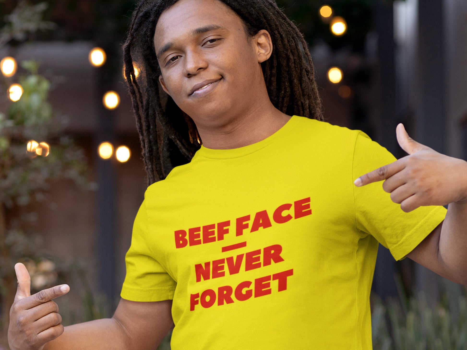 Beef Face - Never Forget Yellow T-Shirt.