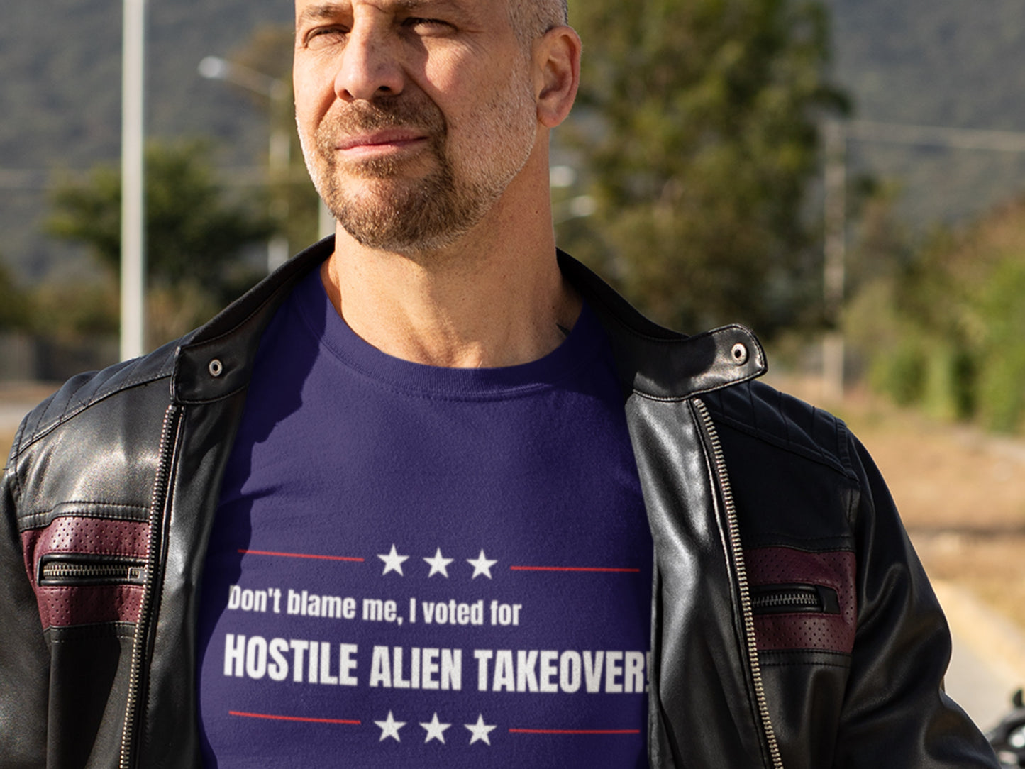 Don't Blame Me, I Voted For Hostile Alien Takeover! Navy T-Shirt.