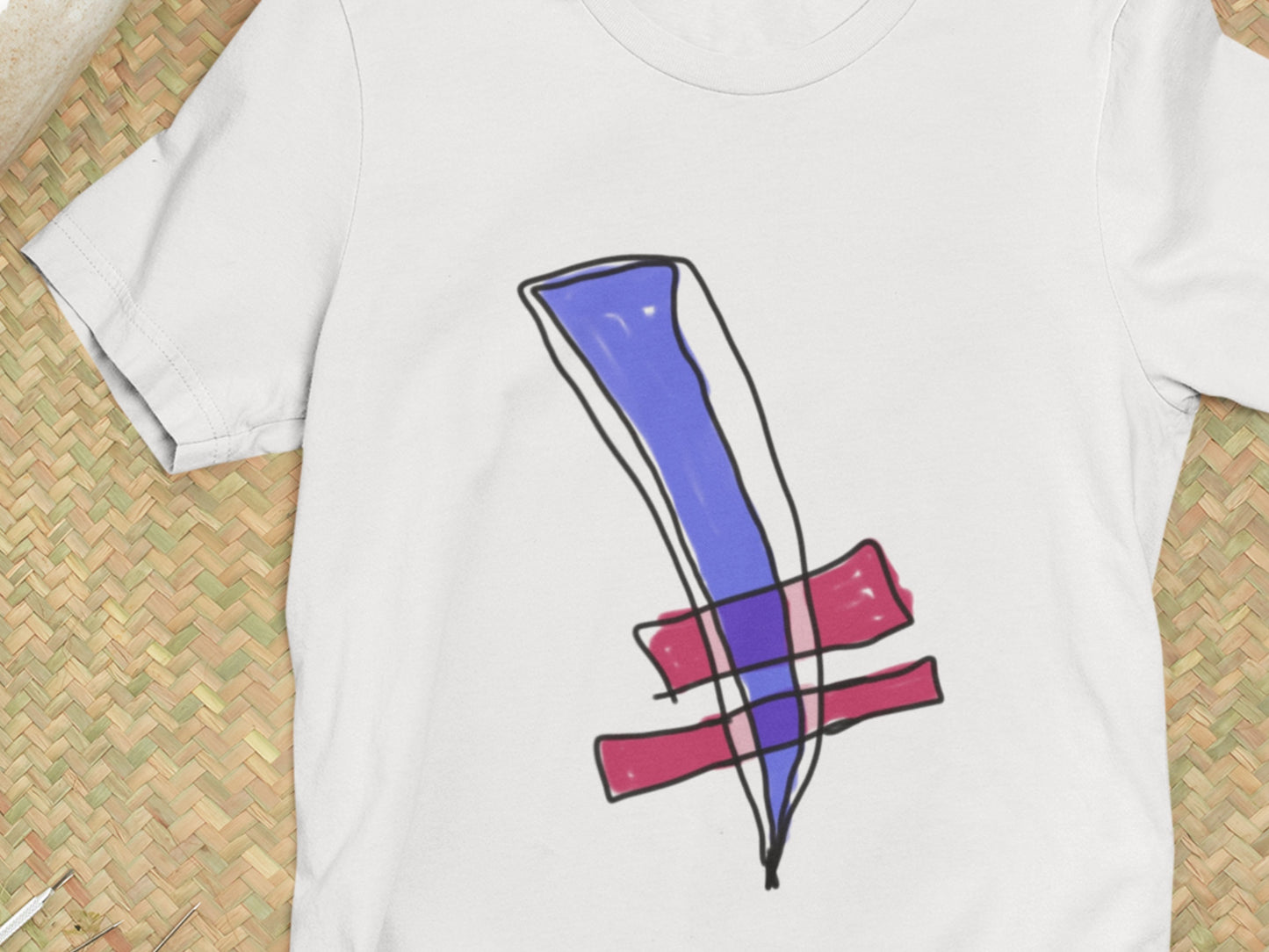 Blue Sword White Styled T-Shirt.