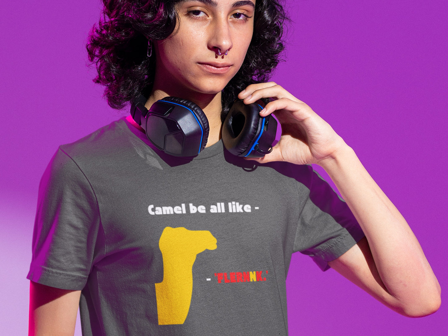 Camel Be All Like - 'Flernnk.' Asphalt T-Shirt.