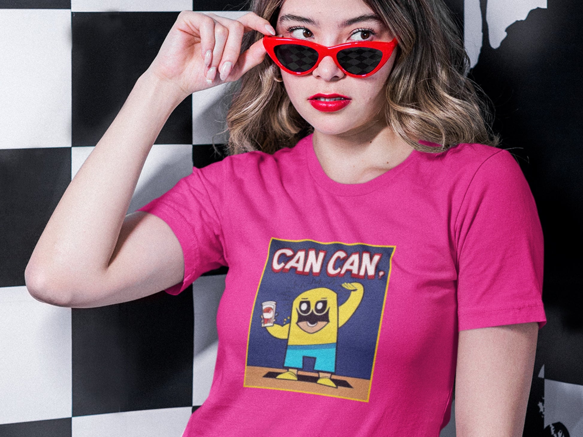 Can Man CAN CAN. Berry T-Shirt.