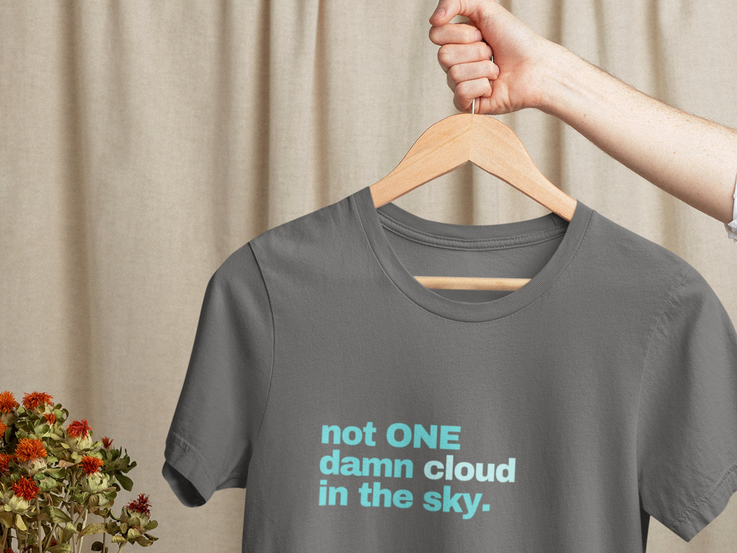 Not ONE Damn Cloud In The Sky. Asphalt T-Shirt.