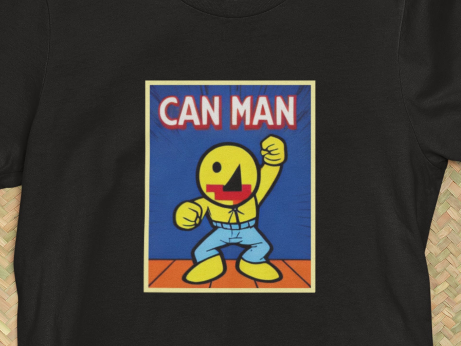 Can Man Pixel Face Black T-Shirt.