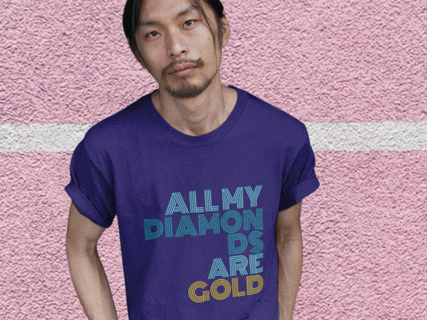 All My Diamonds Are Gold Navy T-Shirt.