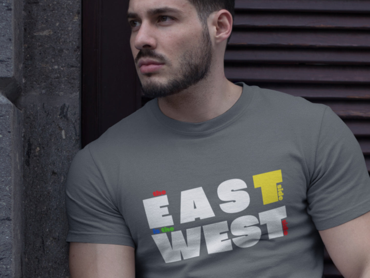 The East Side Is The West Side Asphalt T-Shirt.